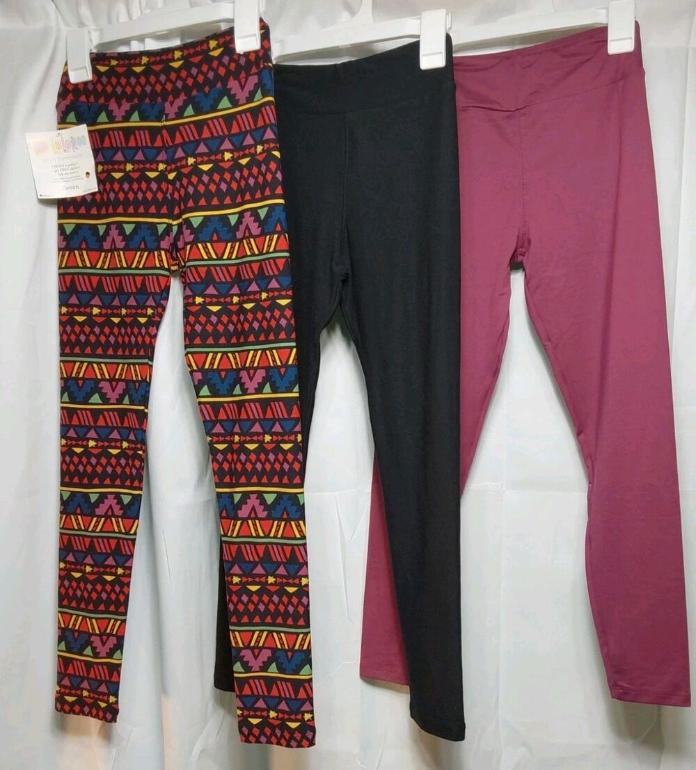 LuLaRoe Tween Multicolor High-Waist Ankle Leggings 3 Pack #K9